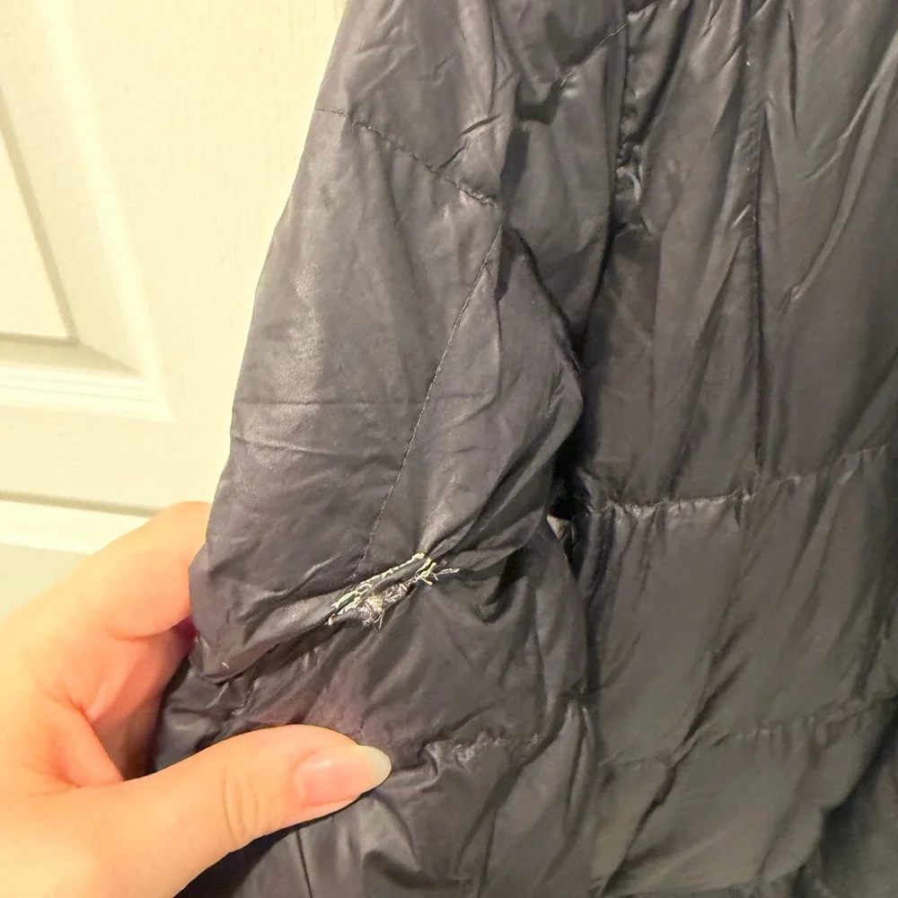 Women's Black Quilted Puffer Long Coat - Picture 2 of 3